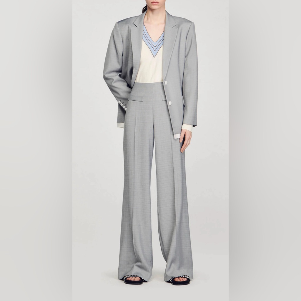 Sandro Light Gray Women's Claire Gris Trousers Nwt